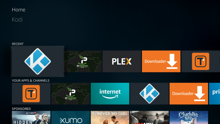 Once the download is complete, reopen Kodi from the Home menu