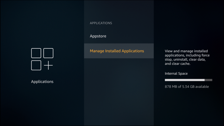 click manage installed applications