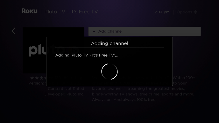 Wait for Pluto TV to be added to your channels.