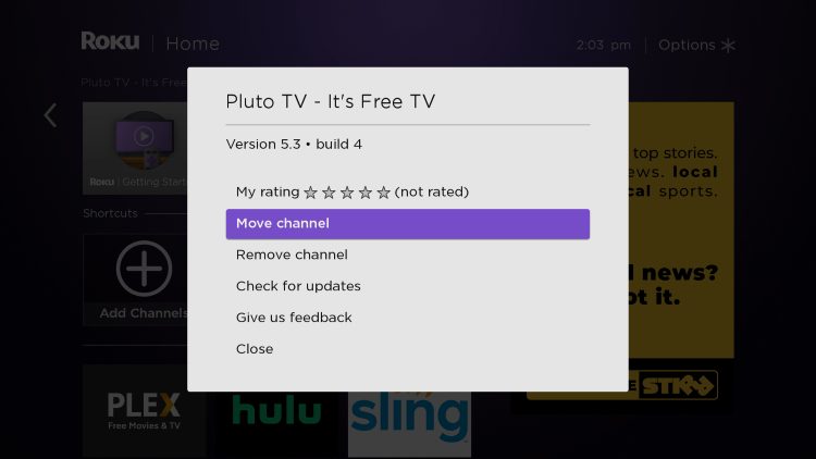 Click the star icon (*) on your remote and select Move channel