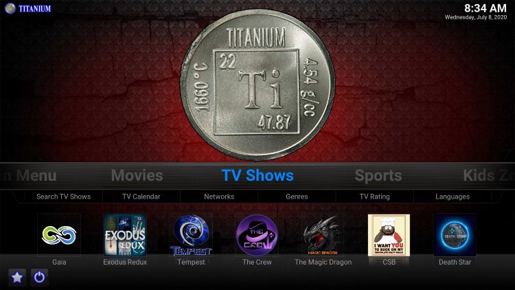 titanium kodi build tv shows