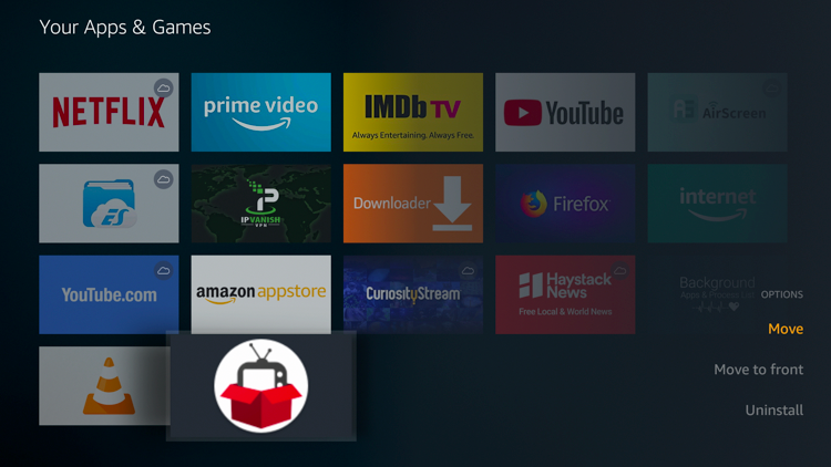 Hover over Redbox TV and click the Options button (3 horizontal lines) on your remote then choose Move.