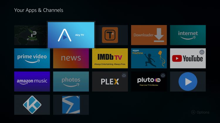 Move Airy TV wherever you prefer on Your Apps & Channels list.