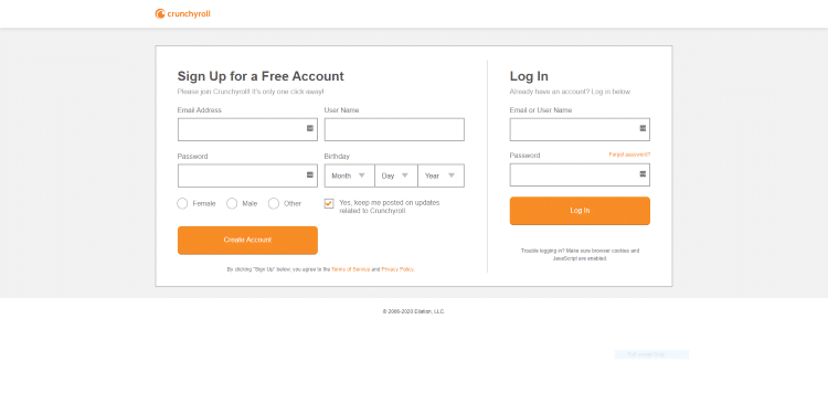 You will then be directed to the login page. Here you will sign up for a free account.