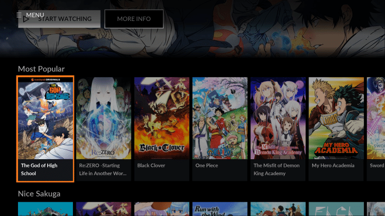 Similar to the Firestick, feel free to select the "Skip And Explore" option and start streaming free anime content without an account!