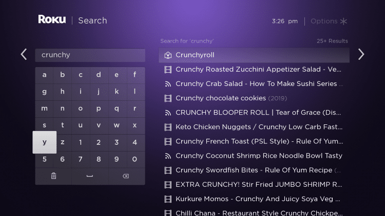 Enter in "Crunchyroll" within the search bar