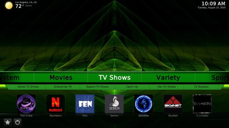 green monster kodi build tv shows