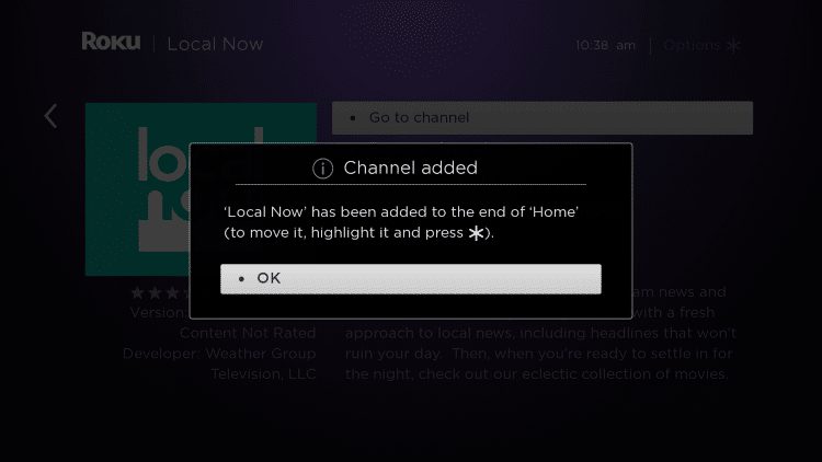 Click OK when this message appears