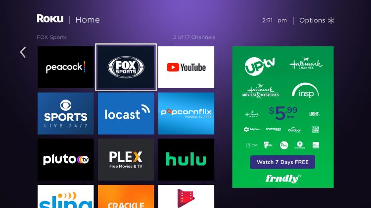 Move and drop FOX Sports at the top of your Channels list