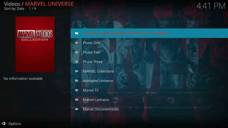 That's it! The Marvel Universe Kodi Addon is now successfully installed