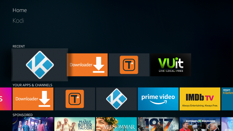 Once the download is complete, reopen Kodi from the Home menu