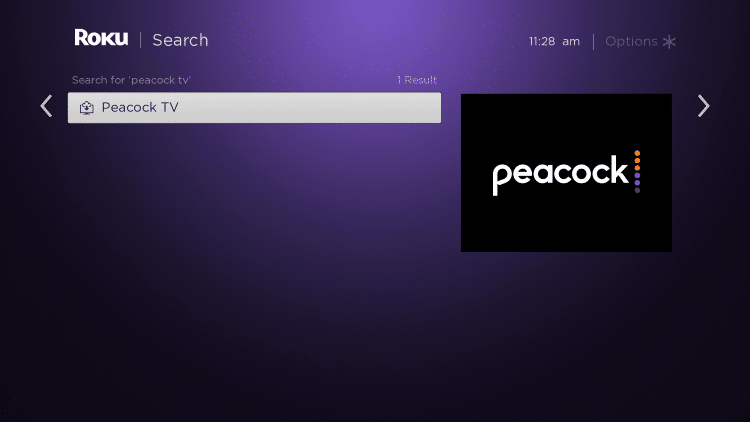Click the first option for Peacock TV