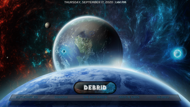 Hover over the Debrid category within the menu.