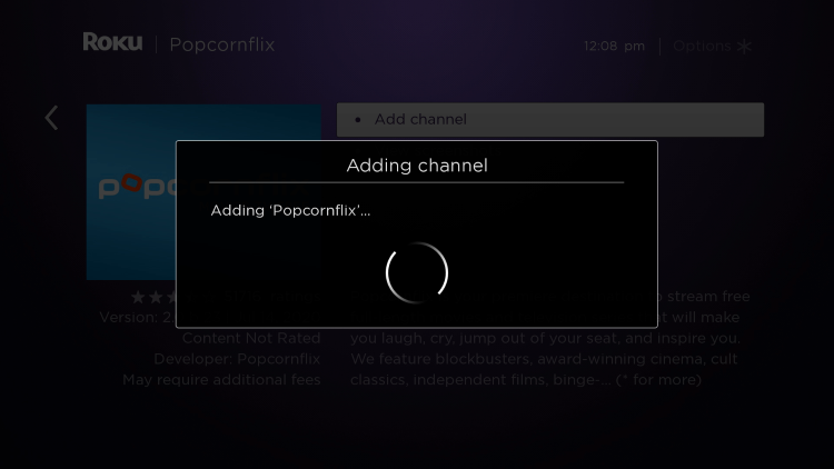 Wait a few seconds for the channel to be added to your Roku device.