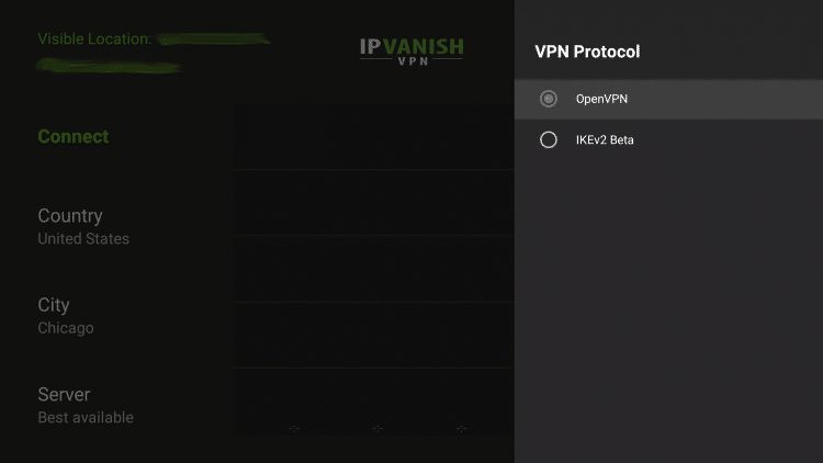 Notice the two options - OpenVPN and IKEv2 Beta, we will be testing both of these protocols