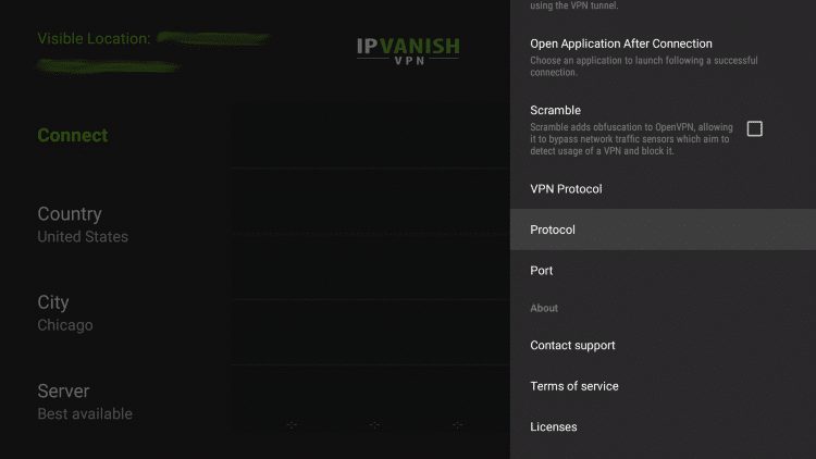 To switch between OpenVPN UDP and OpenVPN TCP, make sure OpenVPN is selected, click the back button, and click Protocol