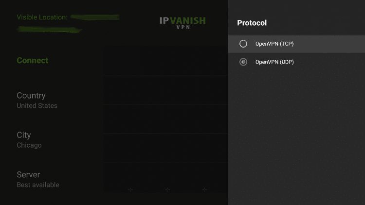 Here you can choose between OpenVPN UDP and OpenVPN TCP
