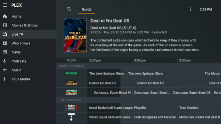 PLEX Dashboard - Best Free IPTV Apps for Live TV Streaming