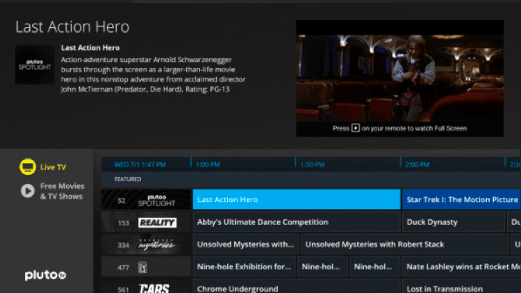 Pluto TV Dashboard - Best Free IPTV Apps for Live TV Streaming