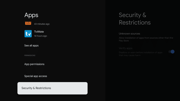 Click Permissions for chromecast setup