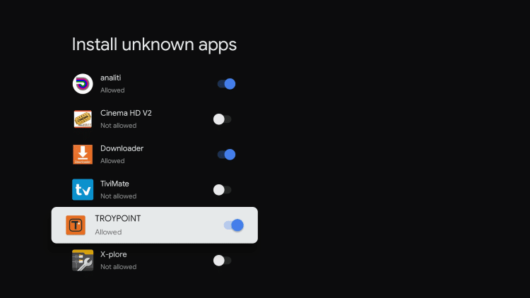 Turn on unknown sources for each app that you want to assign this functionality for chromecast setup