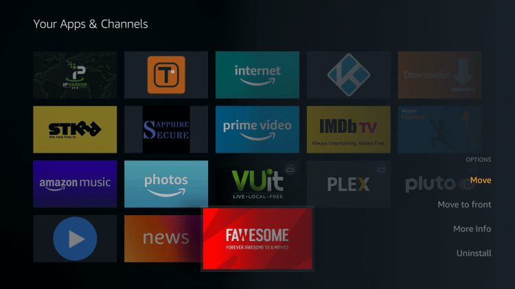 Hover over the Fawesome app and select Move