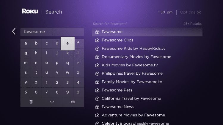 Enter in "Fawesome" within the search bar