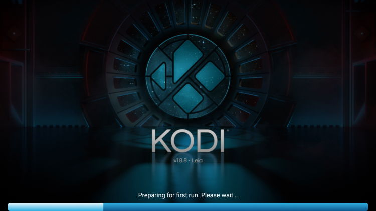 Wait a few seconds for Kodi to fully install