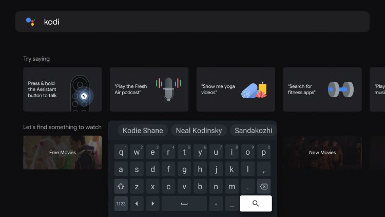 Type in 'kodi' and click the search icon