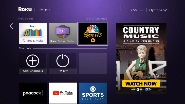 Return to the home screen and find NBC Sports