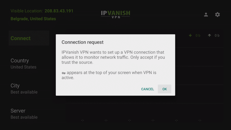 Click OK when you receive this Connection request message.