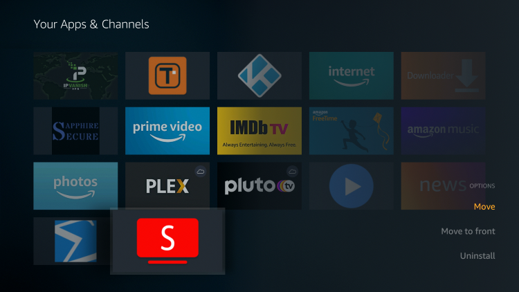 Hover over Smart YouTube TV and hold down the Options button (three horizontal lines). Then click Move