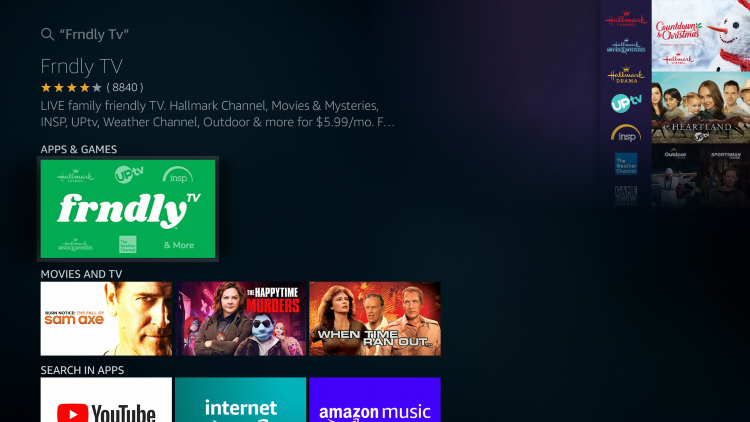 Click the Frndly TV app under Apps & Games