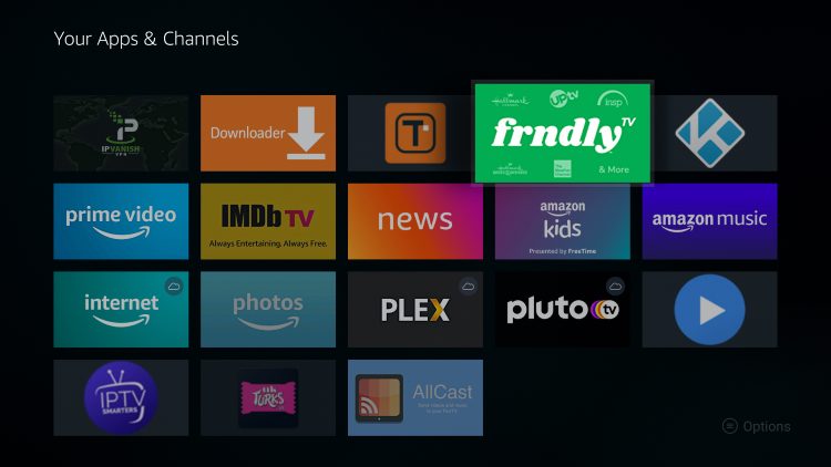 Place the Frndly TV app wherever you prefer and click the OK button.