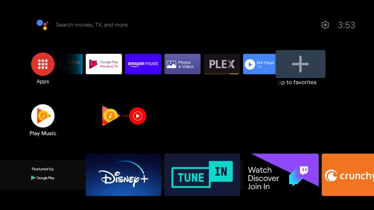 Once back on the home screen, scroll over and select the favorites icon (plus sign)