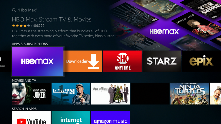 Select HBO Max under Apps & Games