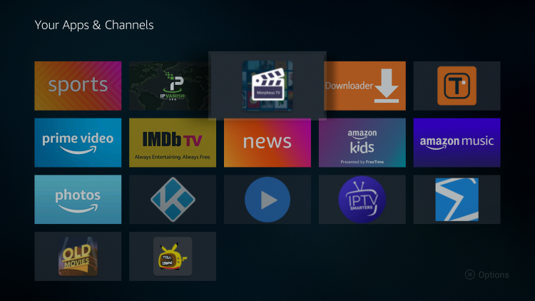 Place Morpheus TV wherever you prefer on your list of Apps & Channels