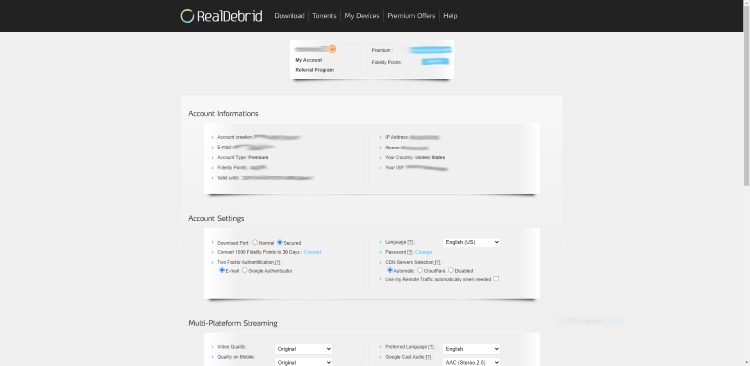 Visit your Real-Debrid account dashboard