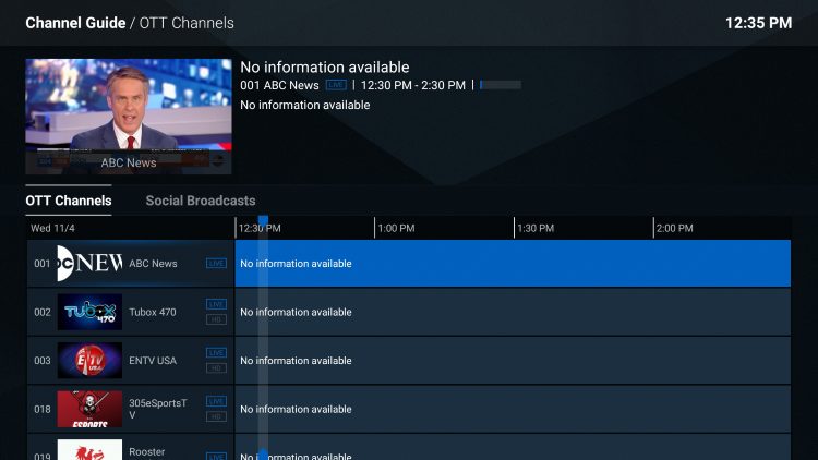 TuboxTV is a newer free IPTV app that provides over 100 OTT channels in various categories.