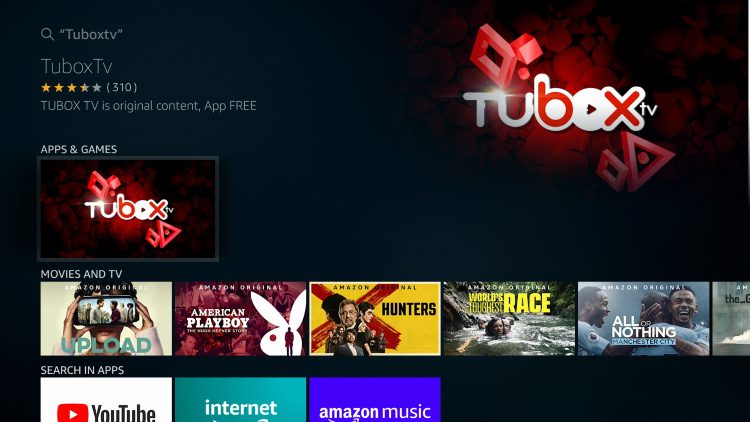 Choose TuboxTV under Apps & Games
