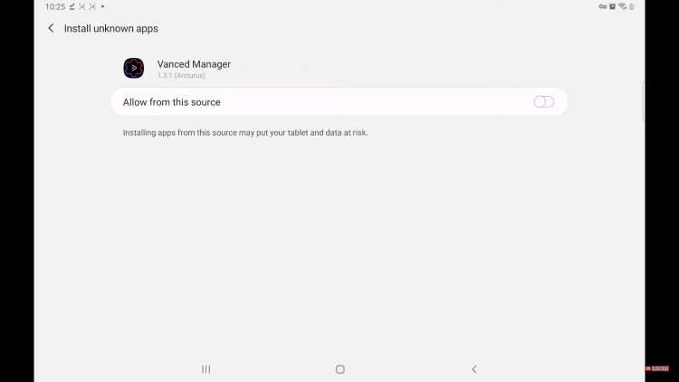 Turn on Unknown Sources for Vanced Manager