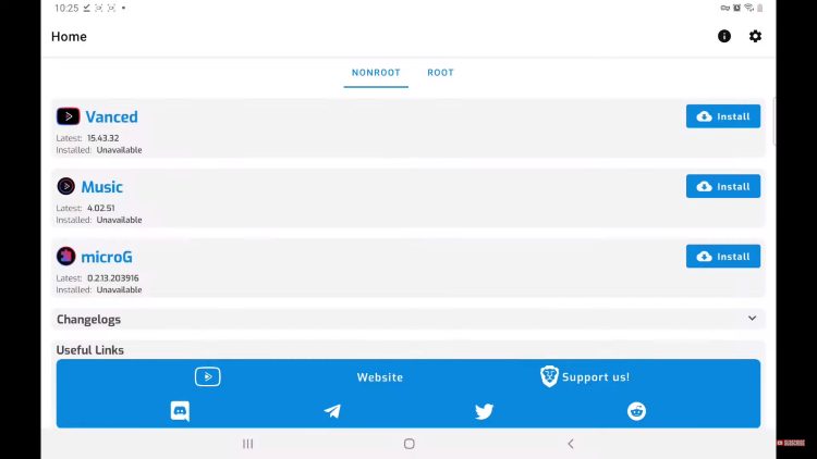 Select Install next to microG