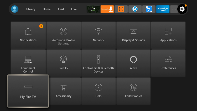 After installing FileLinked, return back to the home screen on your device and select My Fire TV within the settings.