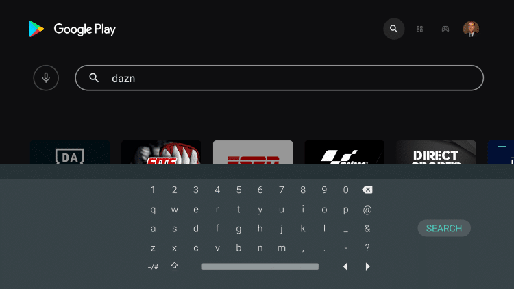 Enter “dazn” in the search bar and click Search.