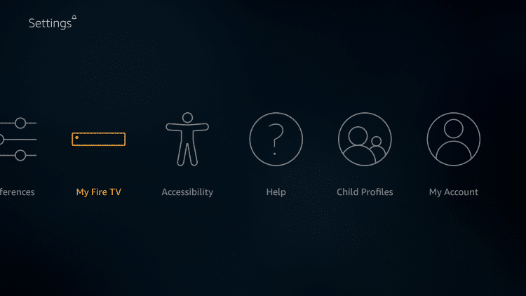 Scroll to the right and choose My Fire TV.
