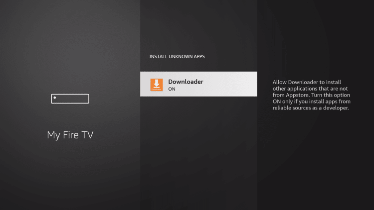 unknown sources now on to sideload on your fire tv