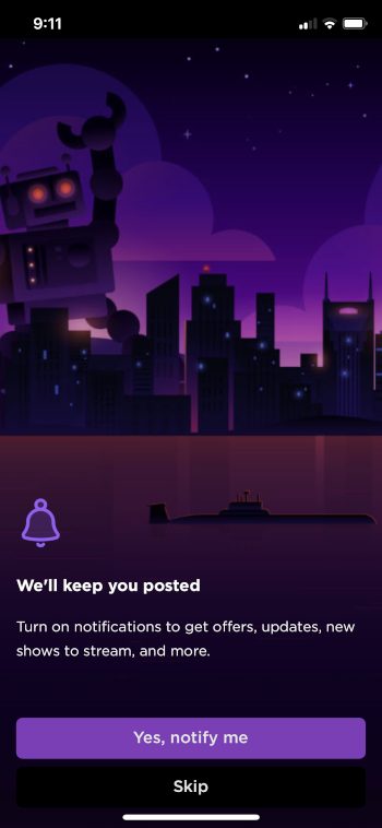 turn on notifications or click skip