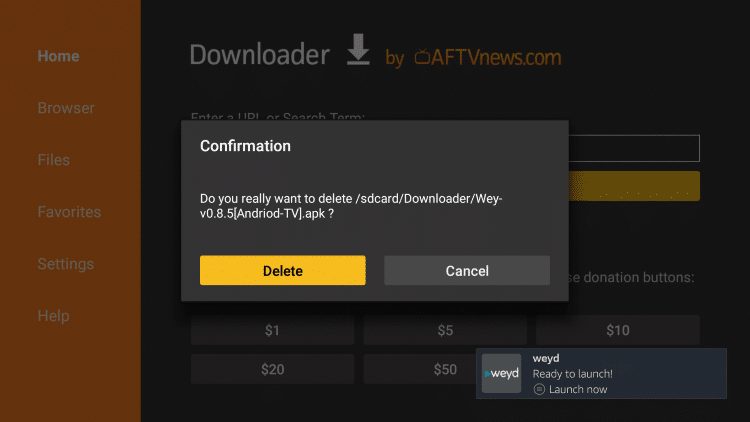 confirm delete