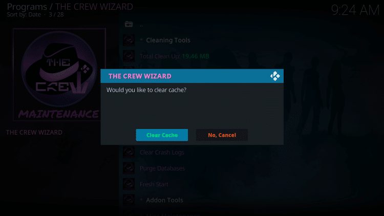 Click Clear Cache in Kodi again