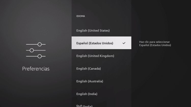 choose preferred language